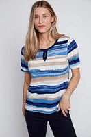 Stripe top with button detail