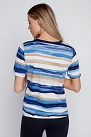 Stripe top with button detail
