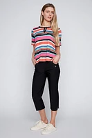 Stripe top with button detail
