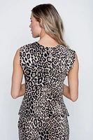 Animal print asymmetric top