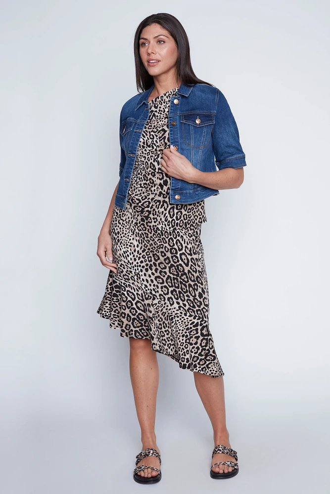 Animal print asymmetric top