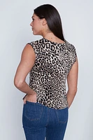 Animal print asymmetric top