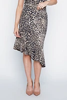 Animal print asymmetric ruffle skirt