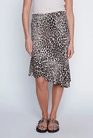 Animal print asymmetric ruffle skirt