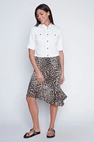 Animal print asymmetric ruffle skirt