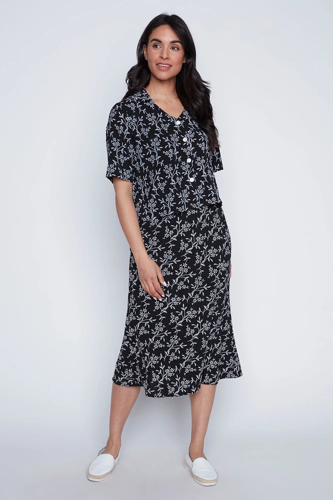 Floral puff print skirt