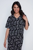 Floral puff print blouse
