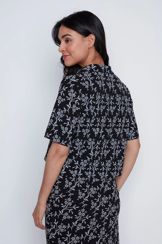 Floral puff print blouse
