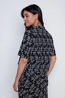 Floral puff print blouse