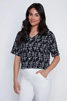 Floral puff print blouse