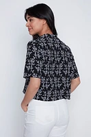 Floral puff print blouse