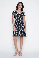 La robe à volants motif pois et marguerites