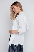 Crochet trim solid cardigan