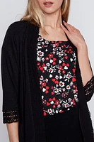 Crochet trim solid cardigan