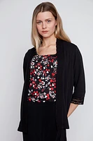 Crochet trim solid cardigan