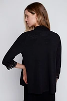 Crochet trim solid cardigan