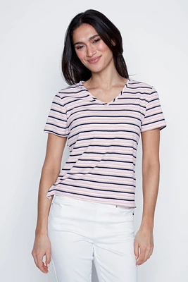 V-neck stripe t-shirt