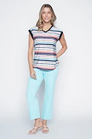 V-neck multi stripe t-shirt