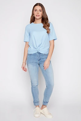 Knot front textured top