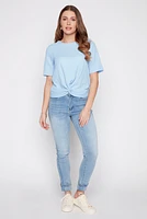 Knot front textured top