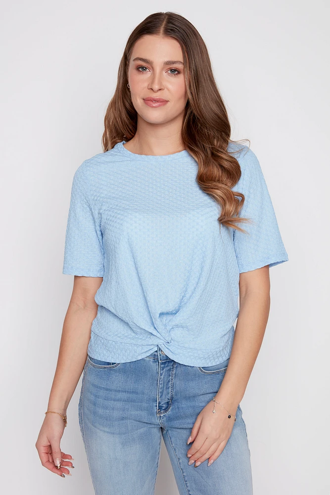 Knot front textured top