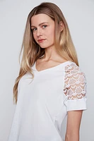 Lace sleeve t-shirt