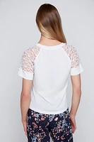 Lace sleeve t-shirt