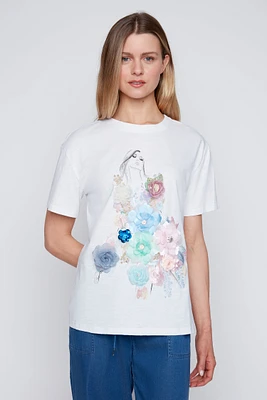 Floral portrait t-shirt