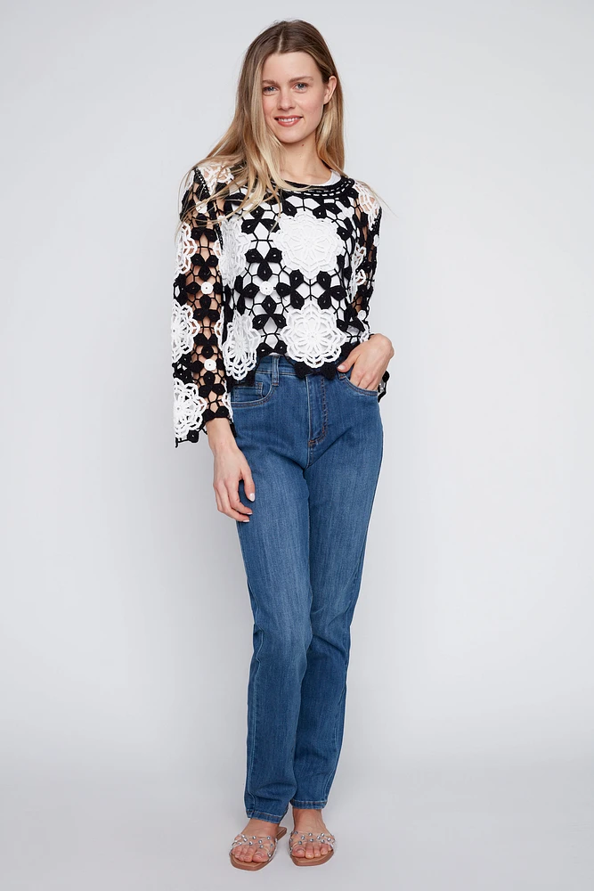 Floral crochet top