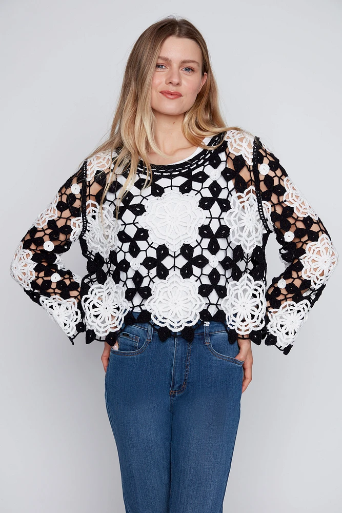 Floral crochet top