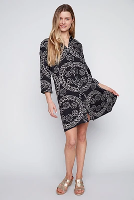 Coastal print shirt dress