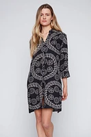 Coastal print shirt dress