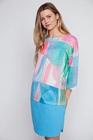 Printed drop shoulder top