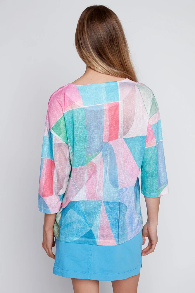 Printed drop shoulder top