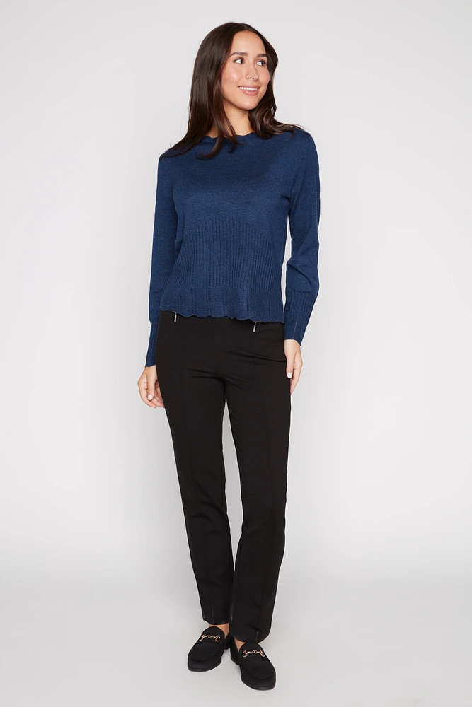 Scalloped hem sweater