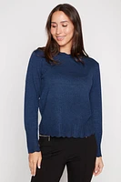 Scalloped hem sweater