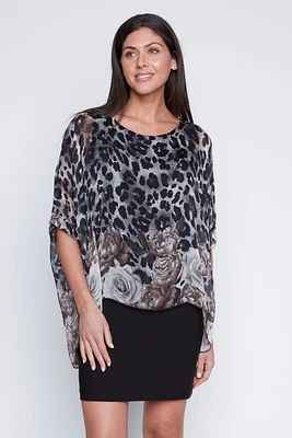 Animal print silk caftan