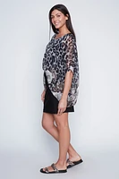 Animal print silk caftan