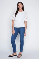 Solid t-shirt with eyelet sleeve