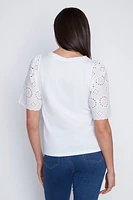 Solid t-shirt with eyelet sleeve