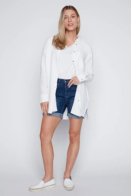 Solid button front tunic