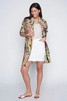 Tropical print shirt dress