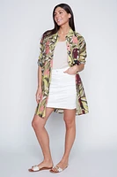 Tropical print shirt dress