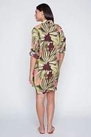 Tropical print shirt dress