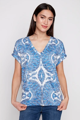 V-neck printed top