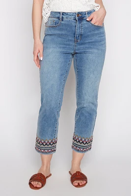 Audrey embroidery hem jean