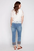 Audrey embroidery hem jean