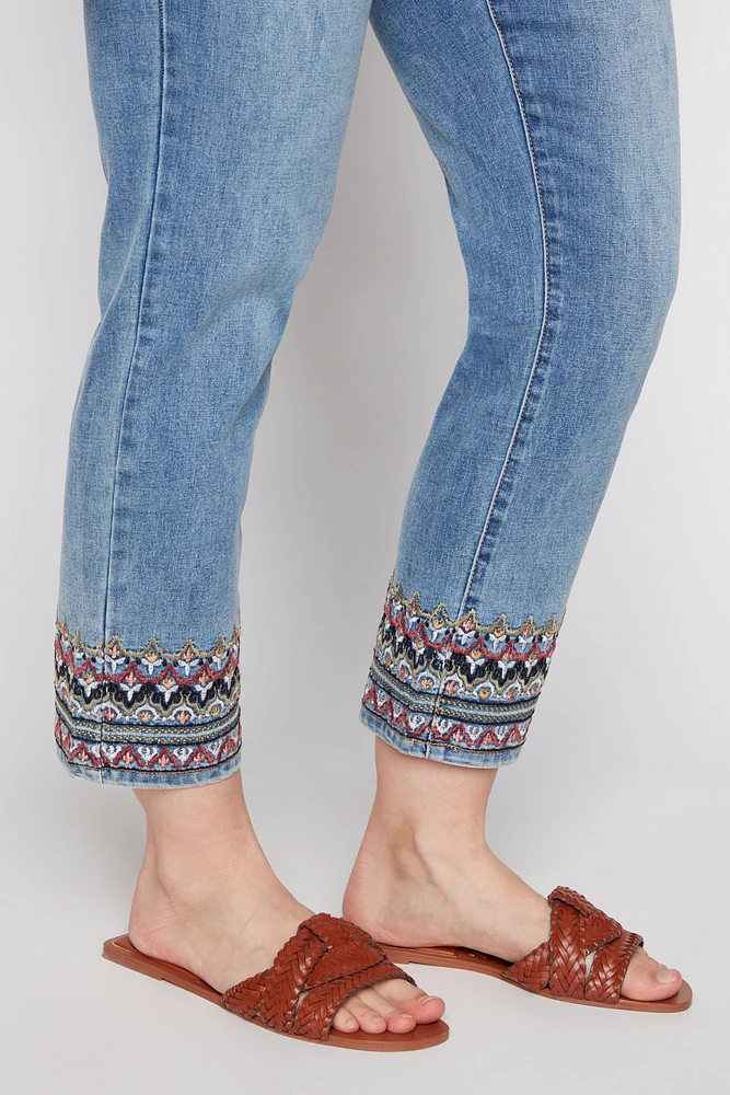 Audrey embroidery hem jean