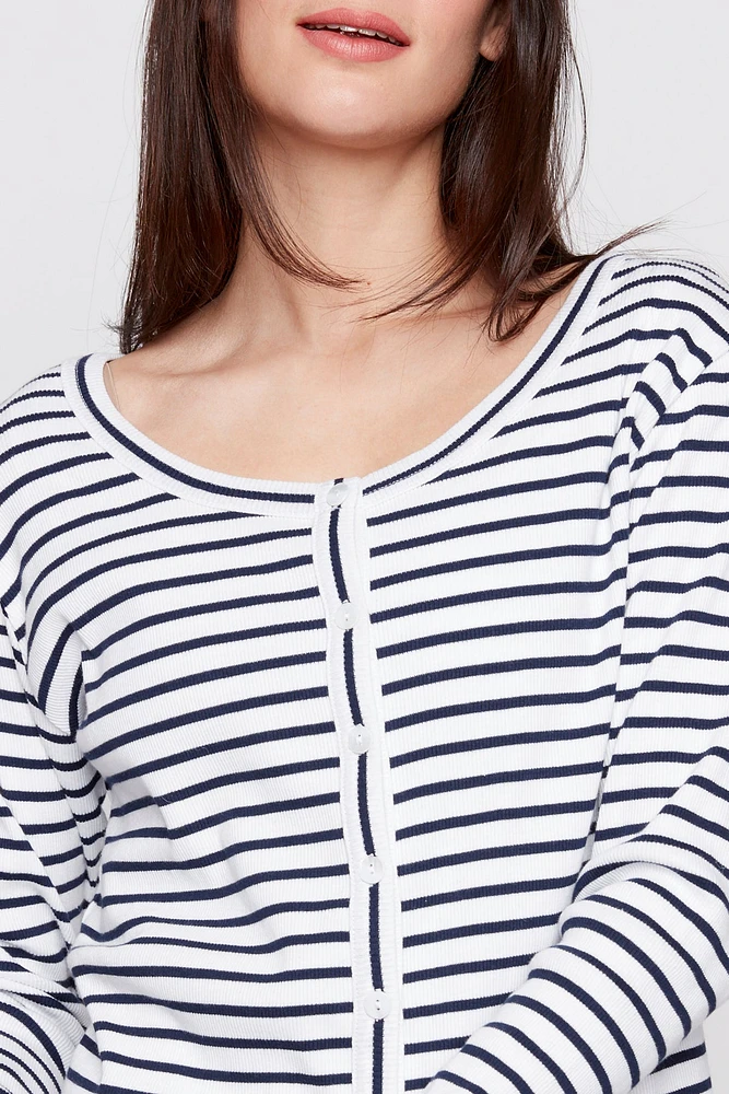 Stripe rib cardigan