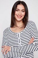 Stripe rib cardigan